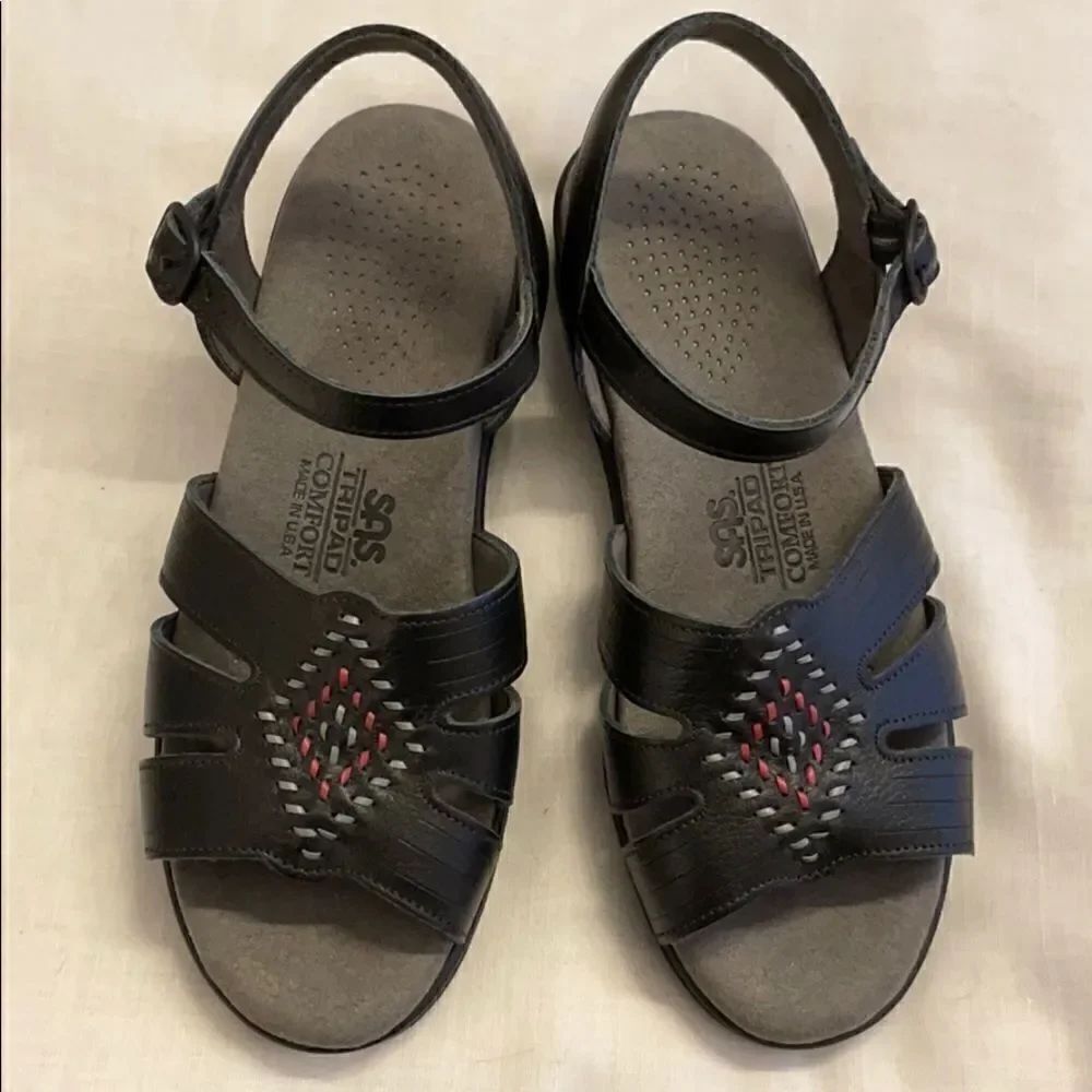 SAS BLACK TRIPAD COMFORT SANDALS. NEW - Picture 3 of 9